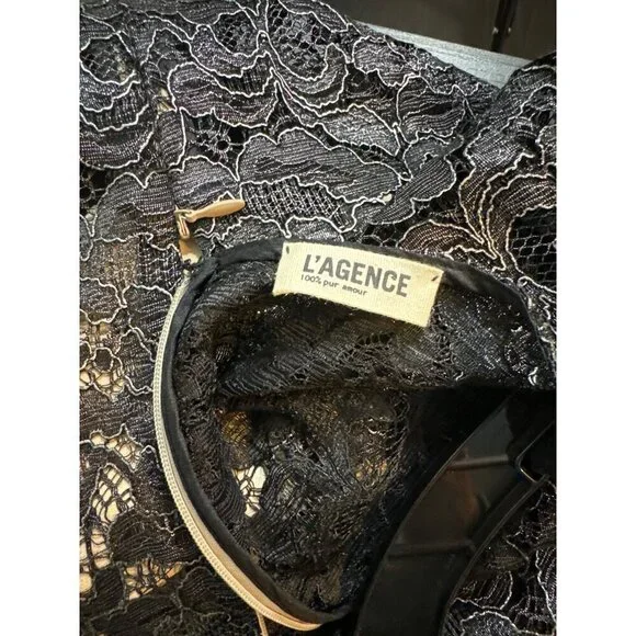 L'Agence Black Lace Dress with slip Size 8 - Picture 3 of 4